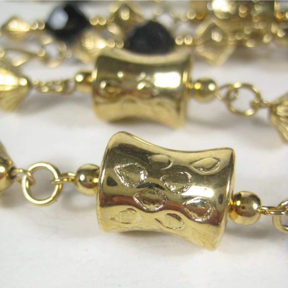 Necklace Plastic Beaded 62 inch Beaded Jewelry Goldtone Chain Lariat Statement